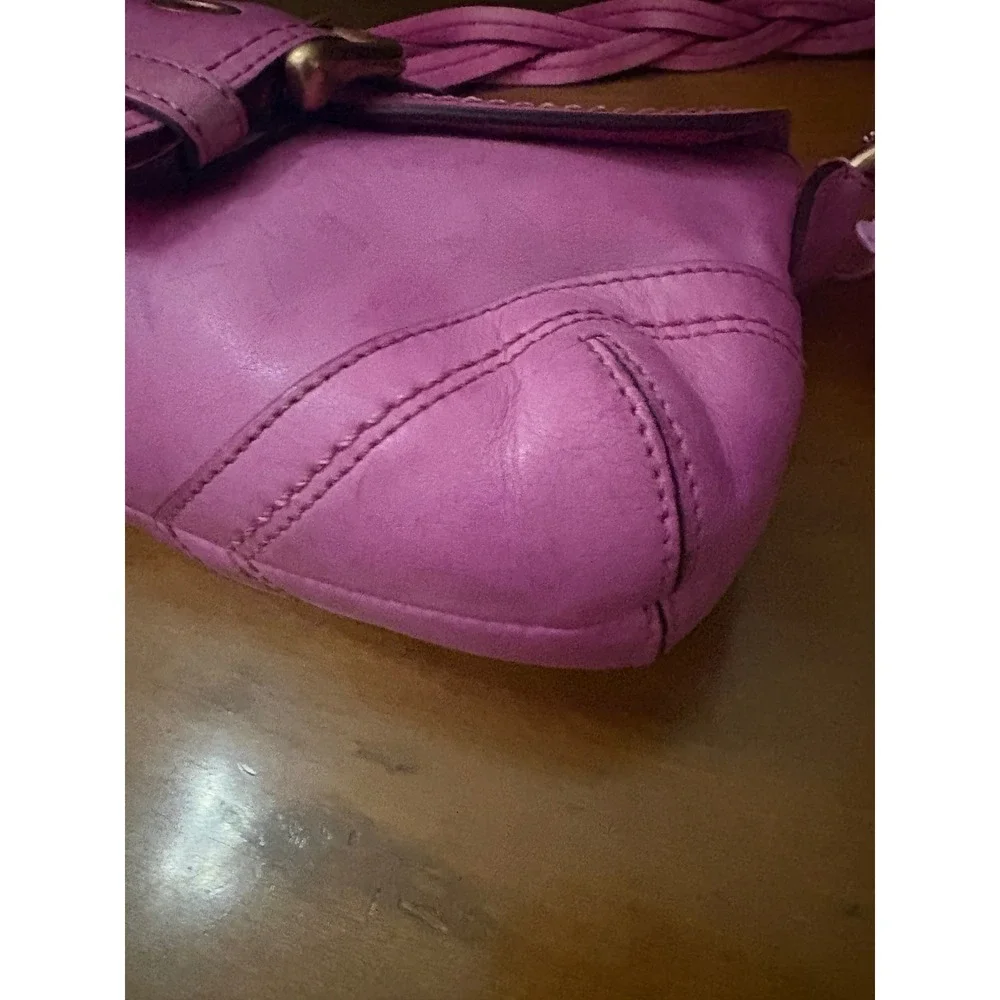 Coach 10547 DYED Hot Pink Leather Y2K Buckle Braided Shoulder Bag